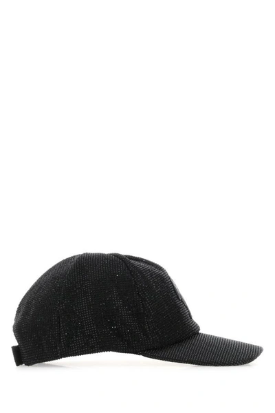 Palm Angels Woman Embellished Cotton Baseball Cap In Black
