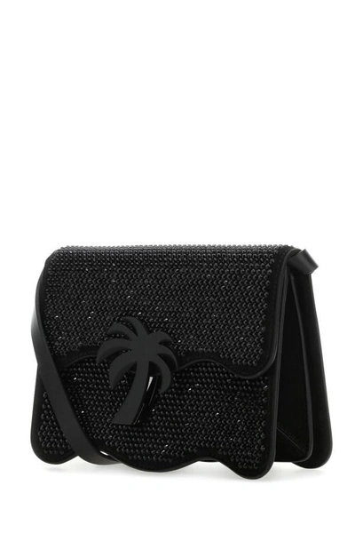 Shop Palm Angels Woman Embellished Suede Palm Beach Crossbody Bag In Black
