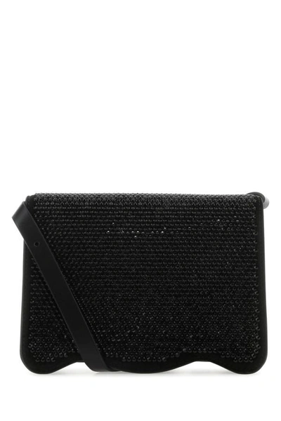 Shop Palm Angels Woman Embellished Suede Palm Beach Crossbody Bag In Black