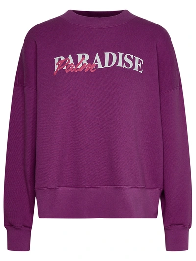 Shop Palm Angels Purple Cotton Sweatshirt Woman