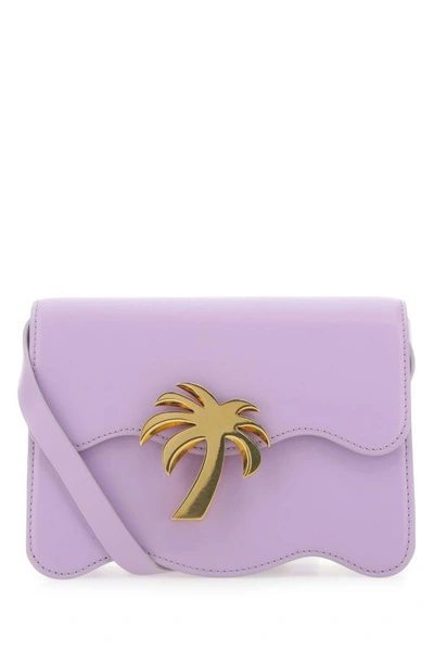 Shop Palm Angels Woman Lilac Leather Palm Beach Crossbody Bag In Purple