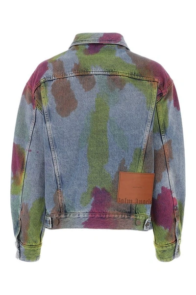 Shop Palm Angels Woman Multicolor Denim Oversize Jacket