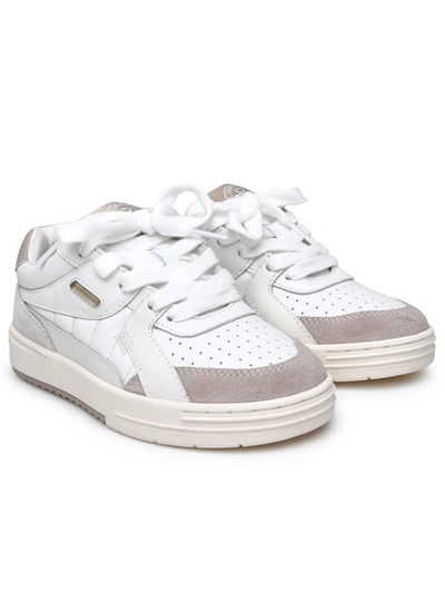 Shop Palm Angels Woman  University White Leather Sneakers