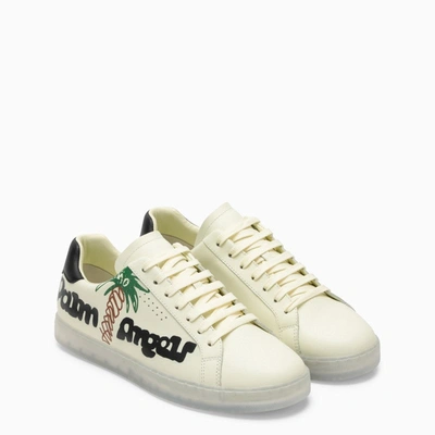 Shop Palm Angels Yellow Leather Low Trainer Men