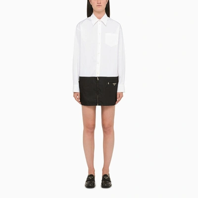 Shop Prada Black And White Cotton And Nylon Dress Women