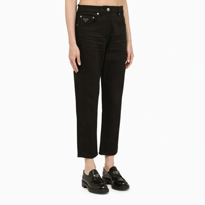 Shop Prada Black Cotton Cropped Jeans Women