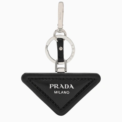 Shop Prada Black Key Ring With Logo Women