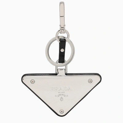 Prada Black Key Ring With Logo Women In Black