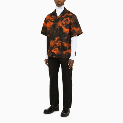 Shop Prada Casual Shirt With Orange Graphic Print Men