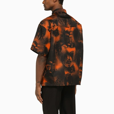Shop Prada Casual Shirt With Orange Graphic Print Men