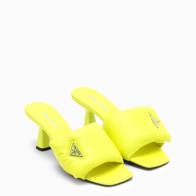 Shop Prada Fluorescent Yellow Leather Mule Women