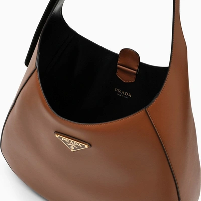 Shop Prada Large Leather Shoulder Bag Women In Brown