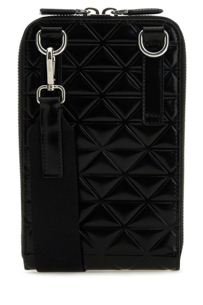 Shop Prada Man Black Leather Phone Case