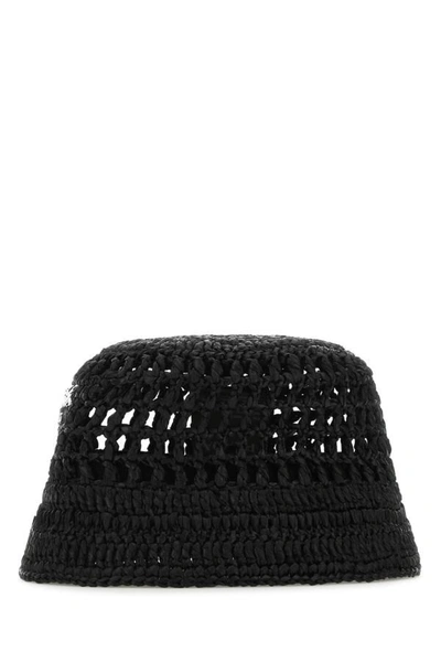 Shop Prada Man Black Raffia Hat
