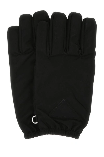 Shop Prada Man Black Re-nylon Gloves
