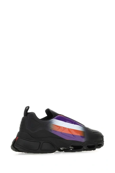 Shop Prada Man Black Rubber Collision Cross Sneakers