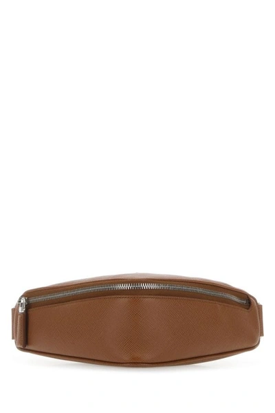 Shop Prada Man Brown Leather Belt Bag