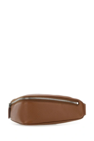 Shop Prada Man Brown Leather Belt Bag