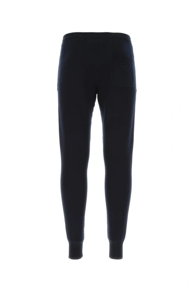 Shop Prada Man Dark Blue Stretch Cashmere Blend Joggers