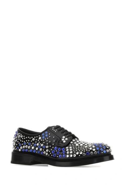Shop Prada Man Embellished Leather Lace-up Shoes In Multicolor