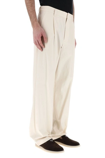 Shop Prada Man Ivory Cotton Pant In White
