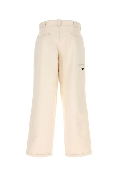 Shop Prada Man Ivory Denim Jeans In White