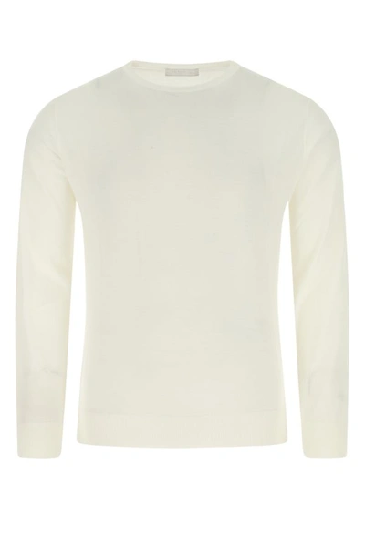 Shop Prada Man Ivory Wool Sweater In White