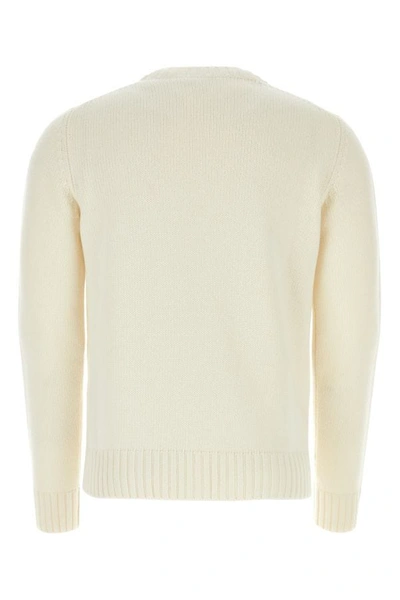Shop Prada Man Ivory Wool Blend Sweater In White