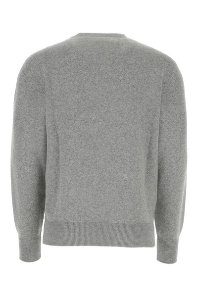 Shop Prada Man Melange Grey Stretch Cashmere Blend Sweater In Gray