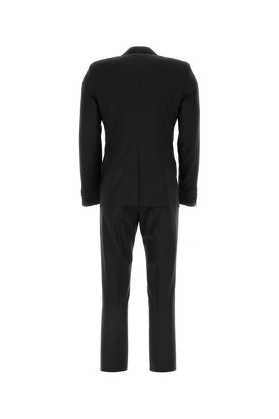 Shop Prada Man Midnight Blue Wool Blend Suit In Black