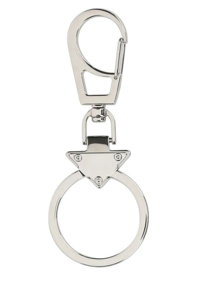 Shop Prada Man Silver Metal Key Ring