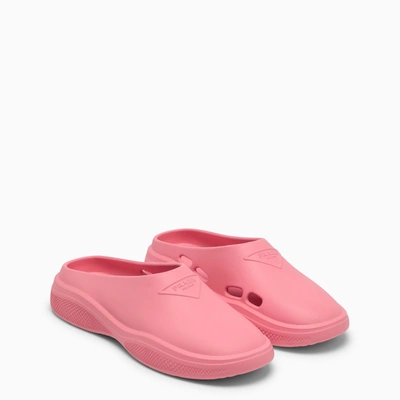 Shop Prada Pink Rubber Slippers Women