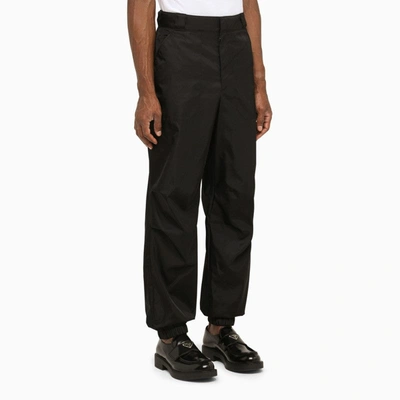 Shop Prada Regular Black Re-nylon Trousers Men