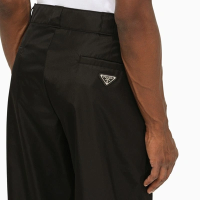 Shop Prada Regular Black Re-nylon Trousers Men
