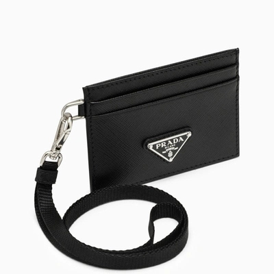 Shop Prada Saffiano Black Leather Cardholder Men