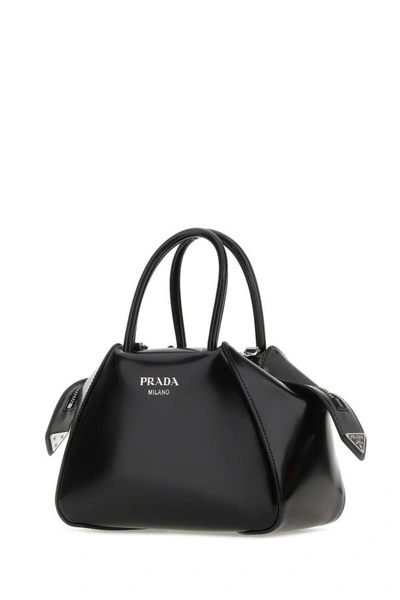 Shop Prada Woman Black Leather Handbag