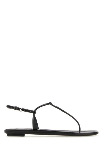 Prada Thong-strap Flat Sandals In Black