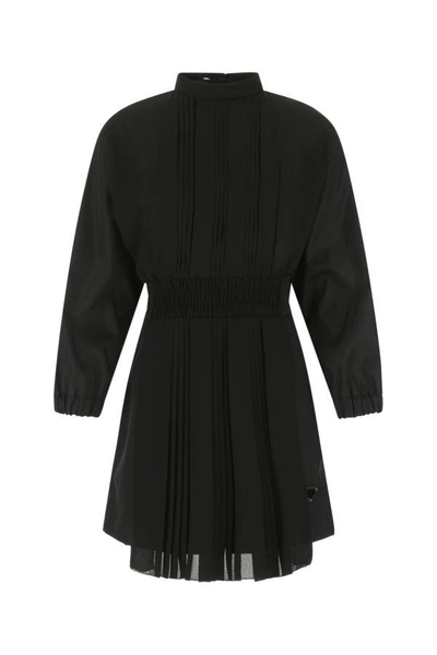 Shop Prada Woman Black Re-nylon And Crepe Jumpsuit
