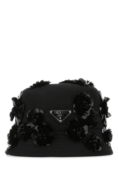 Shop Prada Woman Black Re-nylon Bucket Hat