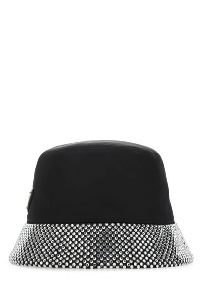 Shop Prada Woman Black Re-nylon Hat