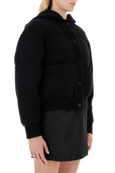 Shop Prada Woman Black Stretch Wool Blend Padded Jacket