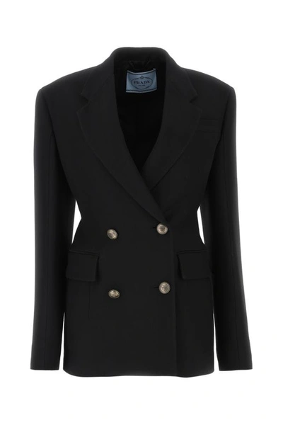 Shop Prada Woman Black Wool Blend Blazer