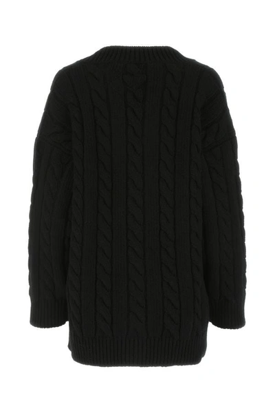 Shop Prada Woman Black Wool Blend Oversize Cardigan