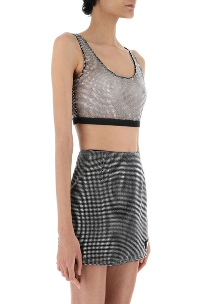 Prada Rhinestone Mesh Cropped Top - Black