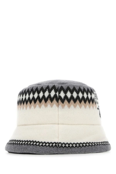 Shop Prada Woman Embroidered Wool Blend Hat In Multicolor