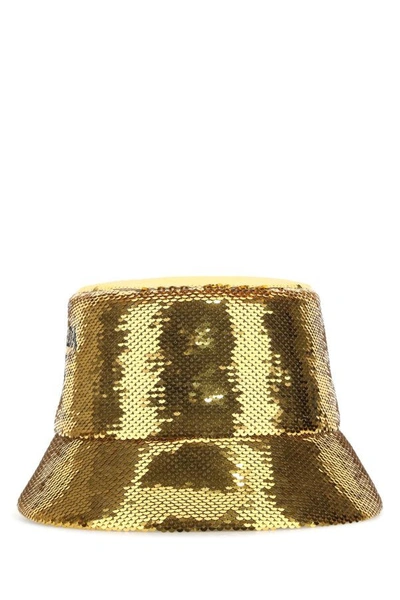 Shop Prada Woman Gold Sequins Bucket Hat