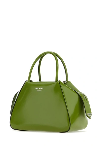 Shop Prada Woman Green Leather Handbag