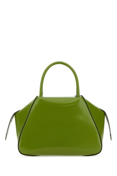Shop Prada Woman Green Leather Handbag