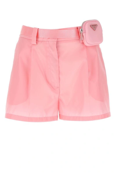 Shop Prada Woman Pink Nylon Shorts