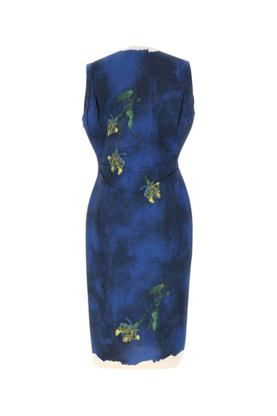 Shop Prada Woman Printed Paper And Viscose Dress In Multicolor